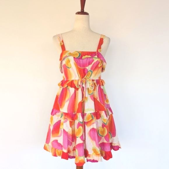 Farm Rio Floral Print Cotton Mini Dress Size Medium - Picture 1 of 12